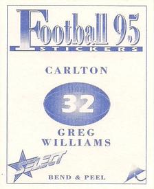 1995 Select AFL Stickers #32 Greg Williams Back